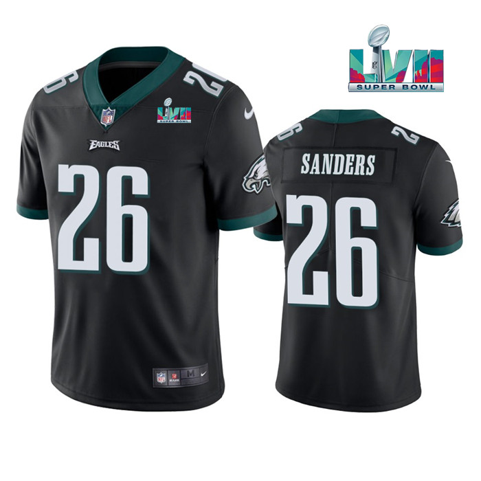Men's Philadelphia Eagles #26 Miles Sanders Black Super Bowl LVII Patch Vapor Untouchable Limited Stitched Jersey